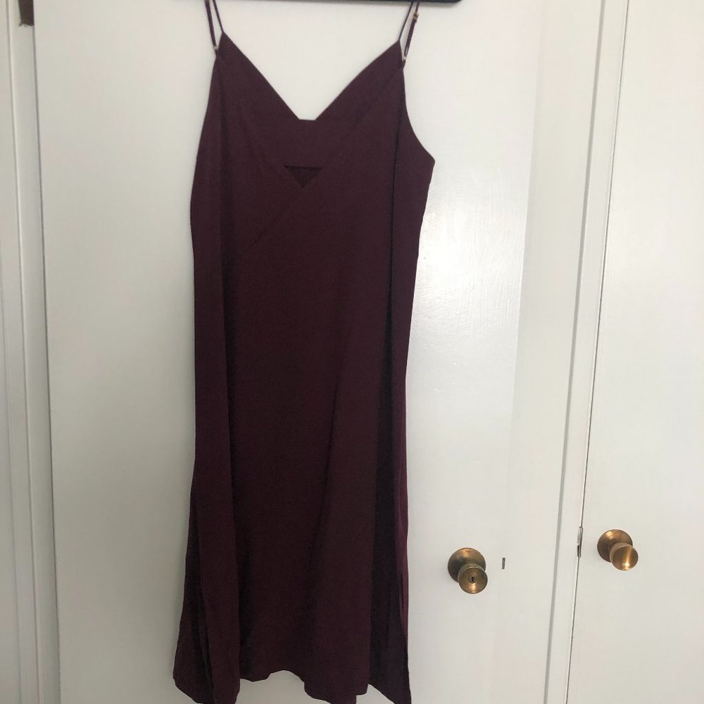 Cuyana Silk Slip Dress Large Burgundy